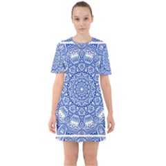 Blue Mandala Art Pattern Mini Dress