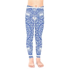 Blue Mandala Art Pattern Kids  Legging by paulaoliveiradesign