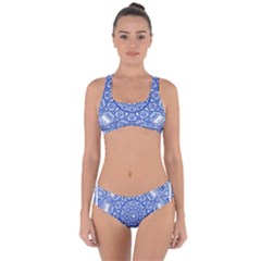 Blue Mandala Art Pattern Criss Cross Bikini Set