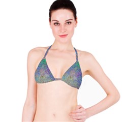 Colorful Pattern Blue And Purple Colormix Bikini Top by paulaoliveiradesign