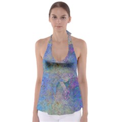 Colorful Pattern Blue And Purple Colormix Babydoll Tankini Top by paulaoliveiradesign