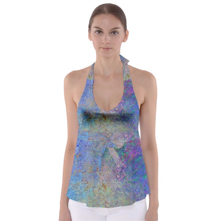 Colorful Pattern Blue and Purple Colormix Babydoll Tankini Top