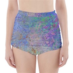 Colorful Pattern Blue And Purple Colormix High-waisted Bikini Bottoms by paulaoliveiradesign