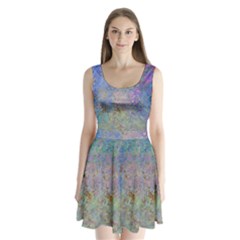 Colorful Pattern Blue And Purple Colormix Split Back Mini Dress  by paulaoliveiradesign