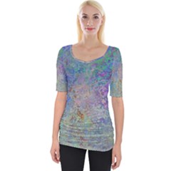 Colorful Pattern Blue And Purple Colormix Wide Neckline Tee