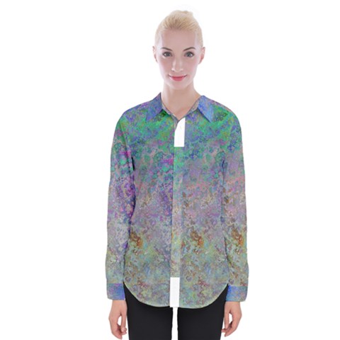 Colorful Pattern Blue And Purple Colormix Womens Long Sleeve Shirt by paulaoliveiradesign