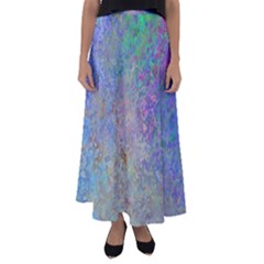 Colorful Pattern Blue And Purple Colormix Flared Maxi Skirt