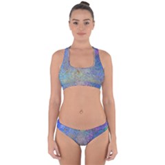 Colorful Pattern Blue And Purple Colormix Cross Back Hipster Bikini Set by paulaoliveiradesign