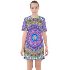 Colorful Purple Green Mandala Pattern Mini Dress