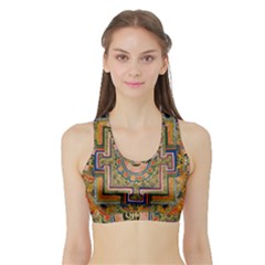 Asian Art Mandala Colorful Tibet Pattern Sports Bra With Border