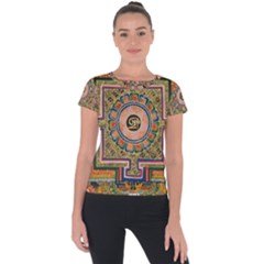 Asian Art Mandala Colorful Tibet Pattern Short Sleeve Sports Top  by paulaoliveiradesign