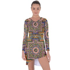 Asian Art Mandala Colorful Tibet Pattern Asymmetric Cut-out Shift Dress by paulaoliveiradesign