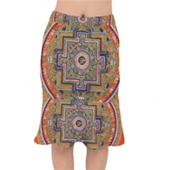 Asian Art Mandala Colorful Tibet Pattern Mermaid Skirt by paulaoliveiradesign