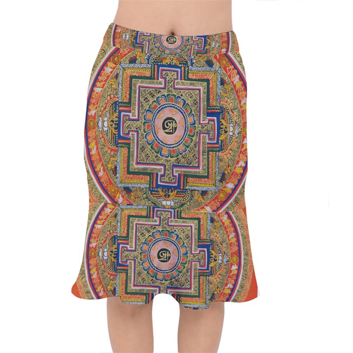 Asian Art Mandala Colorful Tibet Pattern Mermaid Skirt