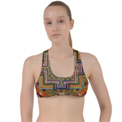 Asian Art Mandala Colorful Tibet Pattern Criss Cross Racerback Sports Bra by paulaoliveiradesign