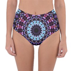 Kaleidoscope Mandala Purple Pattern Art Reversible High-waist Bikini Bottoms