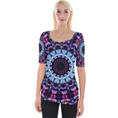 Kaleidoscope Mandala Purple Pattern Art Wide Neckline Tee