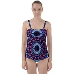 Kaleidoscope Mandala Purple Pattern Art Twist Front Tankini Set