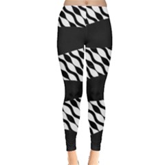 Black & White Ikat Pattern Leggings  by PattyVilleDesigns