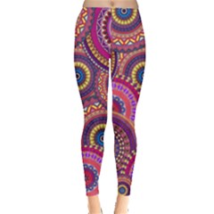 Colorful Pink Mandala Pattern Leggings  by PattyVilleDesigns