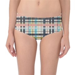 Plaid Pattern Mid-waist Bikini Bottoms by linceazul