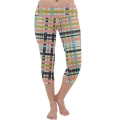 Plaid Pattern Capri Yoga Leggings by linceazul