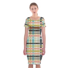 Plaid Pattern Classic Short Sleeve Midi Dress by linceazul