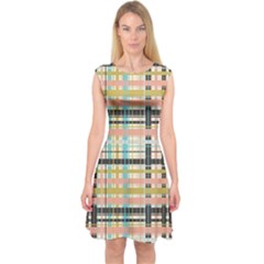 Plaid Pattern Capsleeve Midi Dress by linceazul