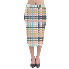 Plaid Pattern Velvet Midi Pencil Skirt by linceazul