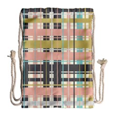 Plaid Pattern Drawstring Bag (large) by linceazul