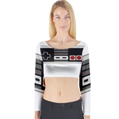 Video Game Controller 80s Long Sleeve Crop Top by Valentinaart