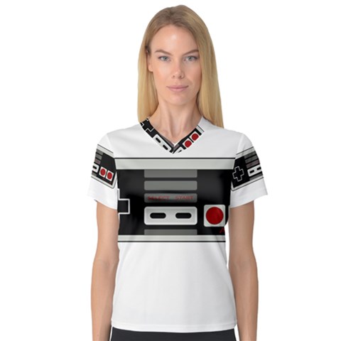 Video Game Controller 80s V-neck Sport Mesh Tee by Valentinaart