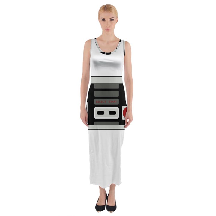 Video Game Controller 80s Fitted Maxi Dress