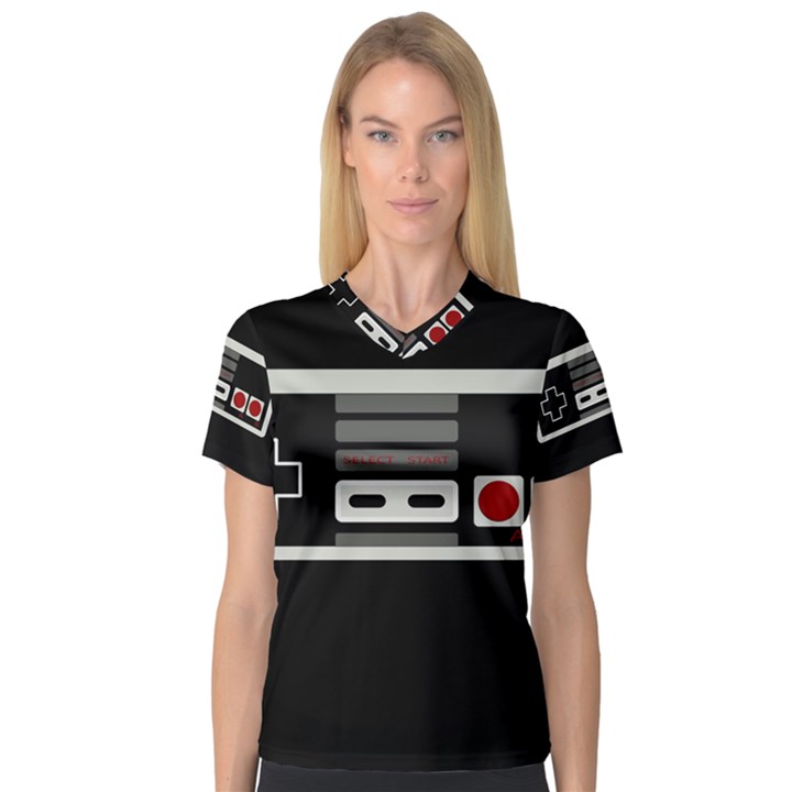 Video Game Controller 80s V-Neck Sport Mesh Tee