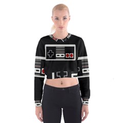 Video Game Controller 80s Cropped Sweatshirt by Valentinaart