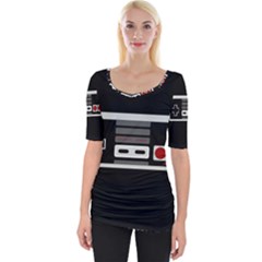 Video Game Controller 80s Wide Neckline Tee