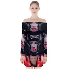 Feminist Long Sleeve Off Shoulder Dress