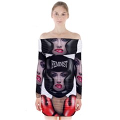 Feminist Long Sleeve Off Shoulder Dress