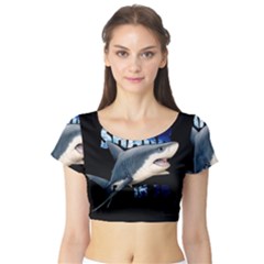 The Shark Movie Short Sleeve Crop Top (tight Fit) by Valentinaart