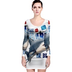 The Shark Movie Long Sleeve Bodycon Dress by Valentinaart