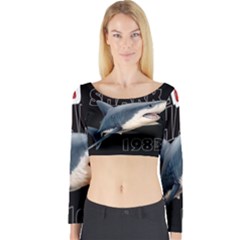 The Shark Movie Long Sleeve Crop Top by Valentinaart