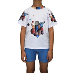 Planets  Kids  Short Sleeve Swimwear by Valentinaart