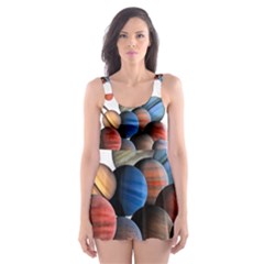 Planets  Skater Dress Swimsuit by Valentinaart