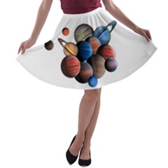 Planets  A-line Skater Skirt by Valentinaart