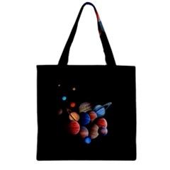 Planets  Zipper Grocery Tote Bag by Valentinaart