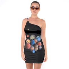 Planets  One Soulder Bodycon Dress by Valentinaart