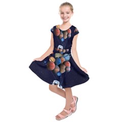 Planets  Kids  Short Sleeve Dress by Valentinaart