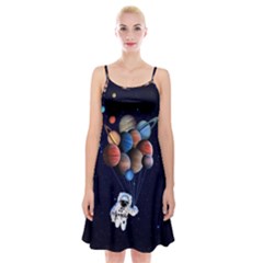 Planets  Spaghetti Strap Velvet Dress by Valentinaart