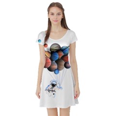 Planets  Short Sleeve Skater Dress by Valentinaart