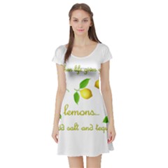 When Life Gives You Lemons Short Sleeve Skater Dress by Valentinaart